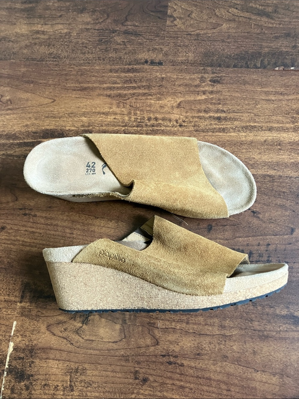 Birkenstock Papillio Namica Women Mules Suede Slip On Wedge Heel Sandals size 42